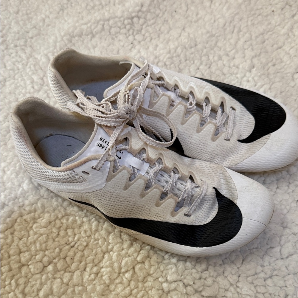 White and Black Athletic Spikes Shoes